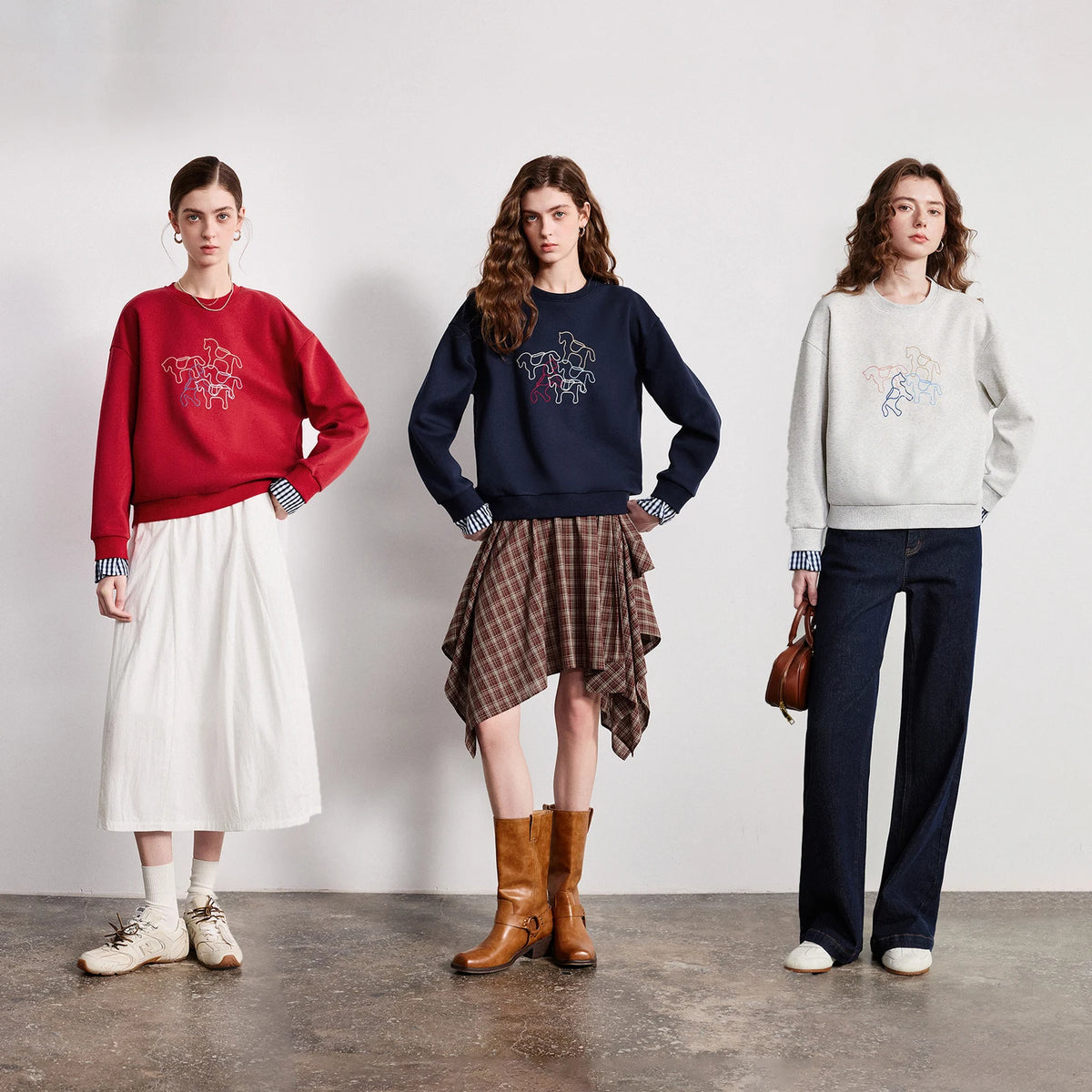 Horse Graphic Layered-Look Sweatshirt