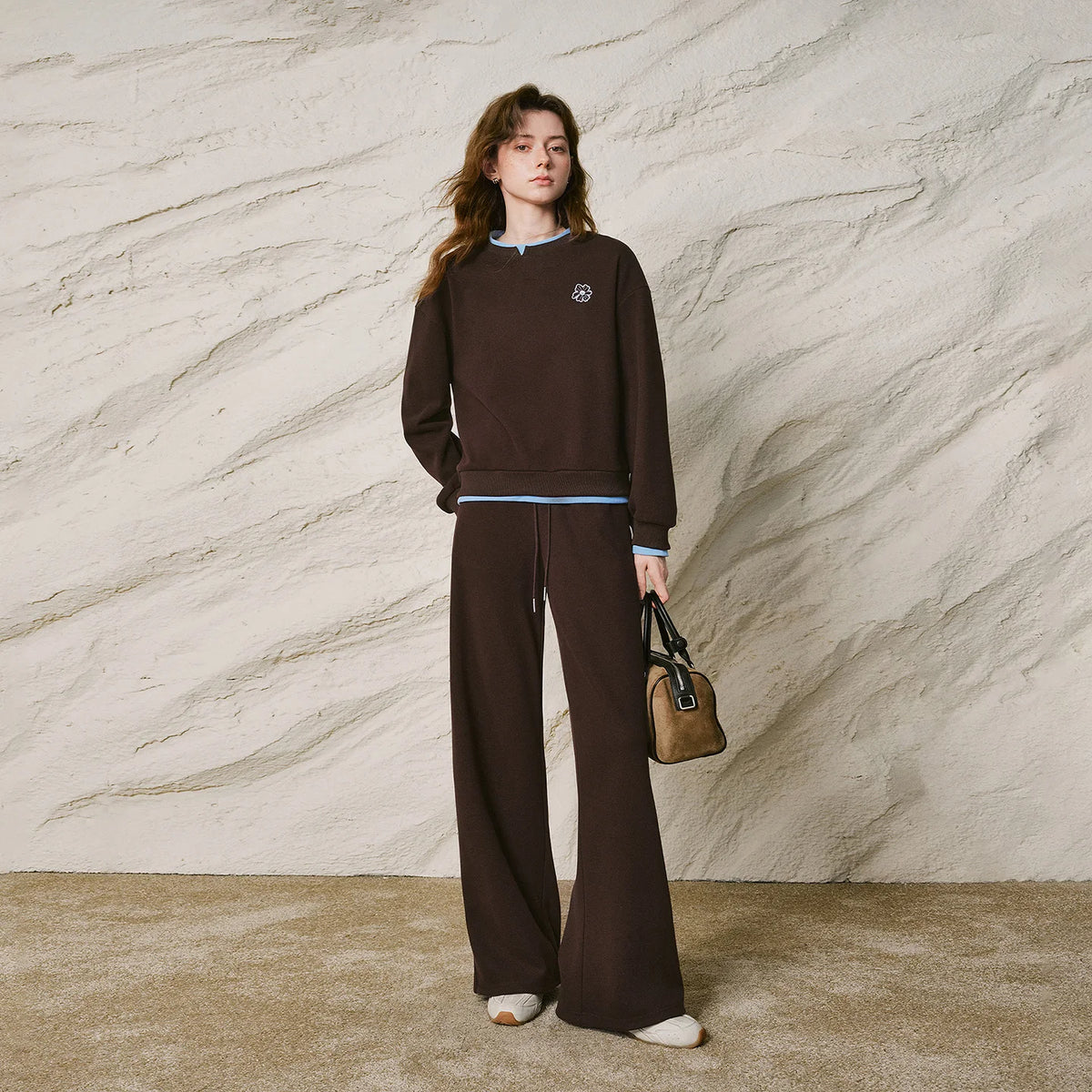 Contrast-Trim Sweatshirt and Pants Set