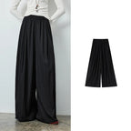Elastic-Waist Draped Wide-Leg Pants