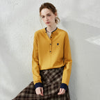 Contrast-Trim Henley Sweater