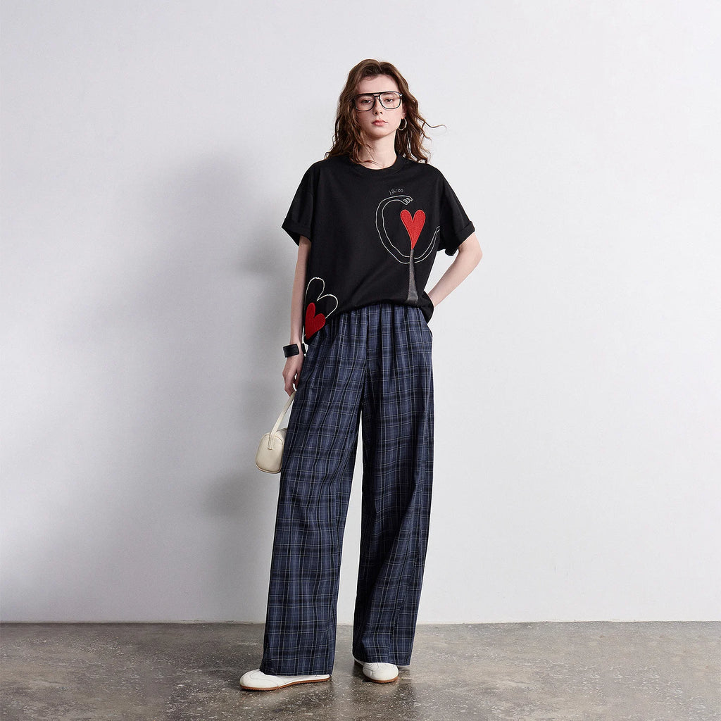 Plaid Wide-Leg Pants