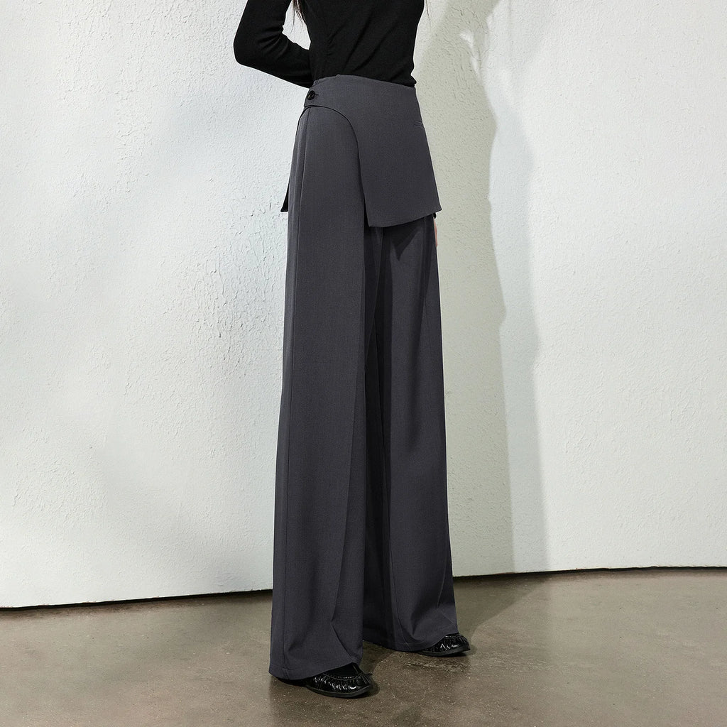 Flap-Detail Wide-Leg Pants