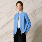 Stand-Collar Zip Knit Cardigan