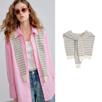 Striped Knit Shoulder Scarf