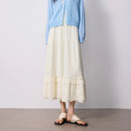 Lace-Trim A-Line Midi Skirt