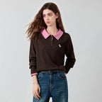 Contrast-Collar Knit Polo