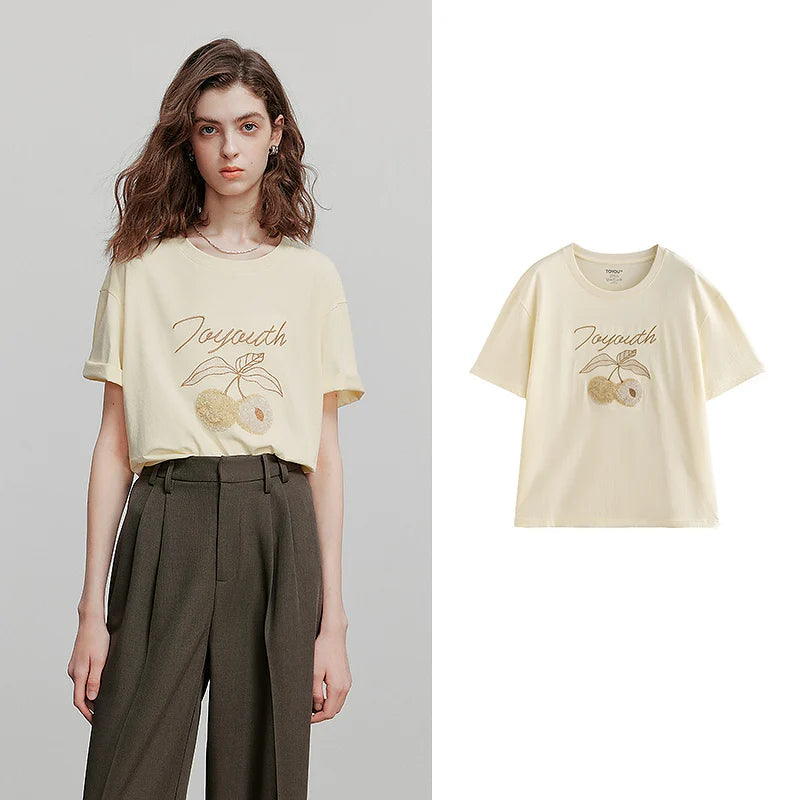 Cherry-Motif Crewneck Tee