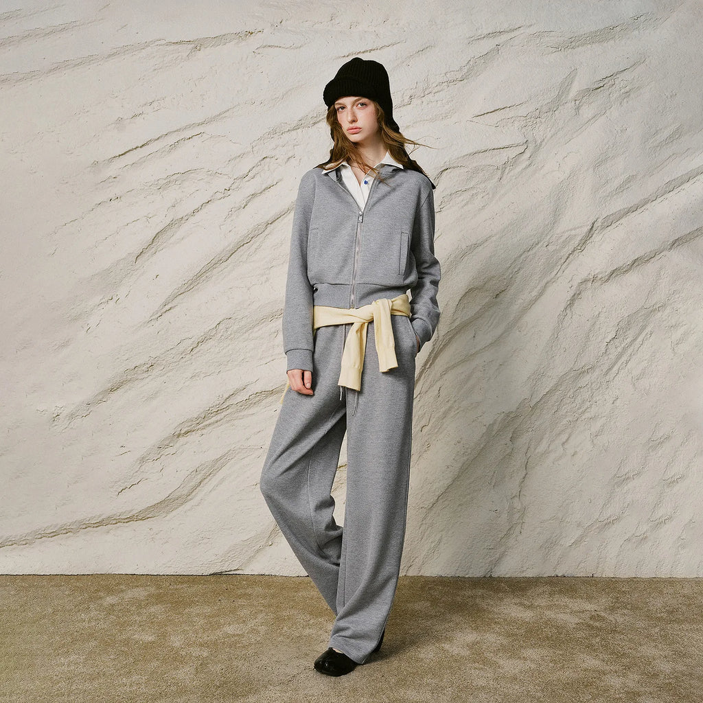 Zip Hoodie and Wide-Leg Pants Set
