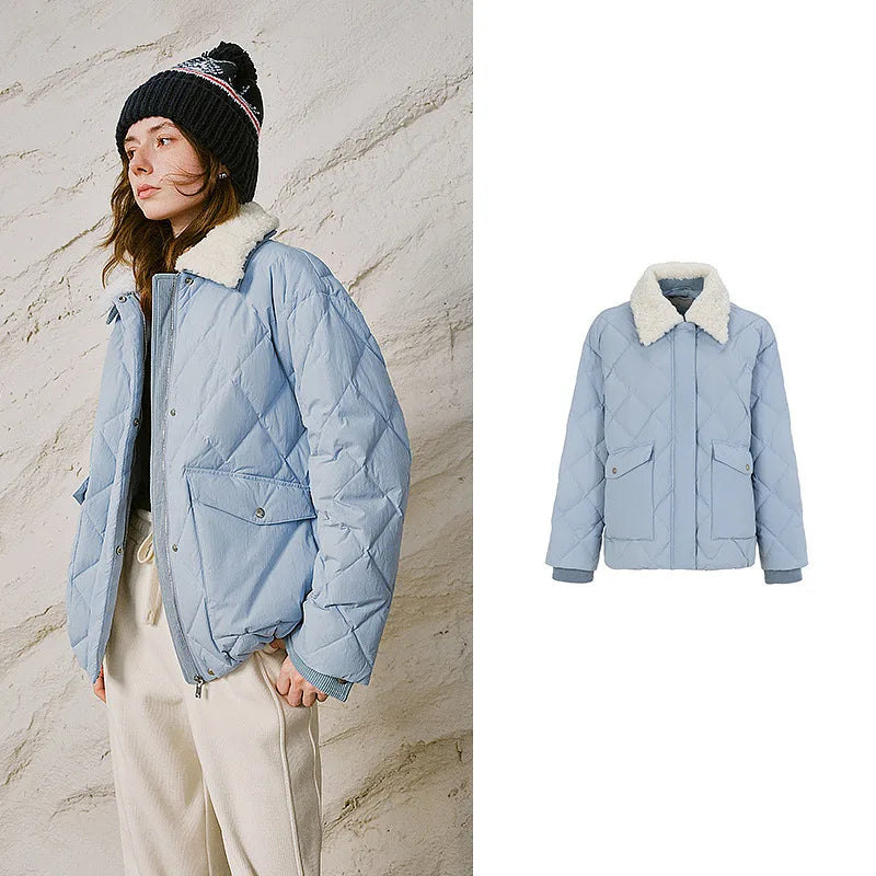 Shaggy-Collar Quilted Jacket