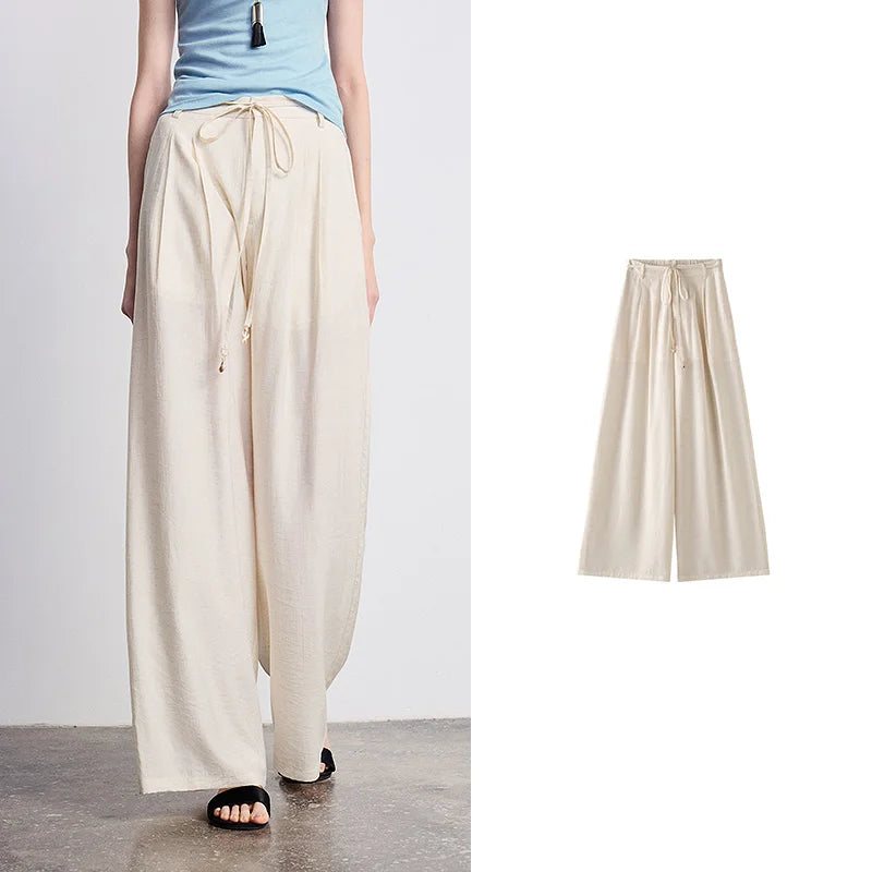 Drawstring Wide-Leg Pants