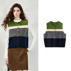 Colorblock Button-Up Knit Vest
