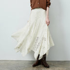 Asymmetric Lace Midi Skirt