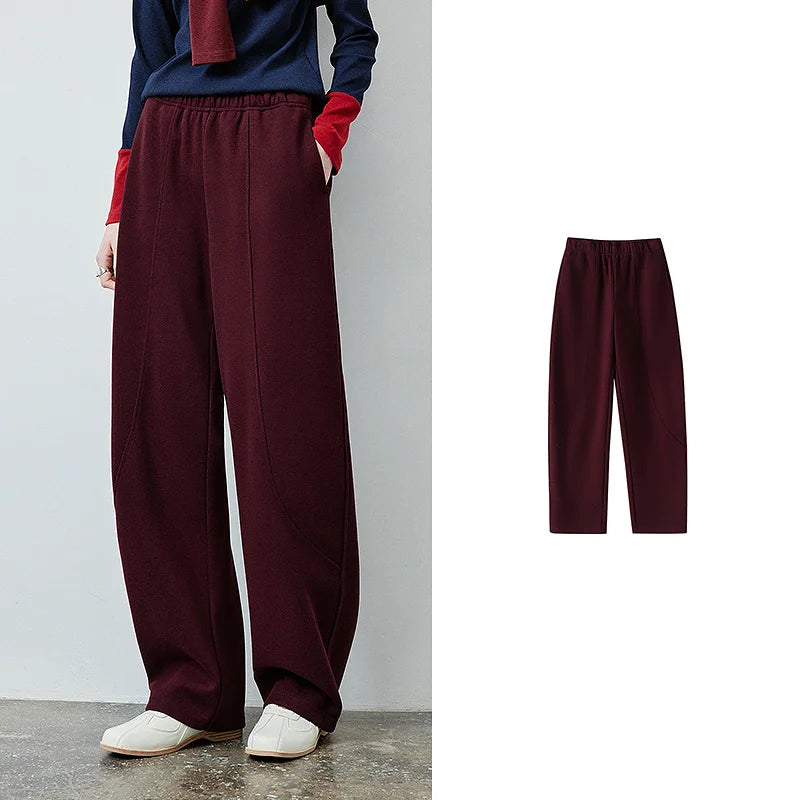 Elastic-Waist Curved-Leg Pants