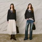 Layered-Look V-Neck Sweatshirt