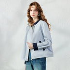 Contrast-Trim Stand-Collar Jacket