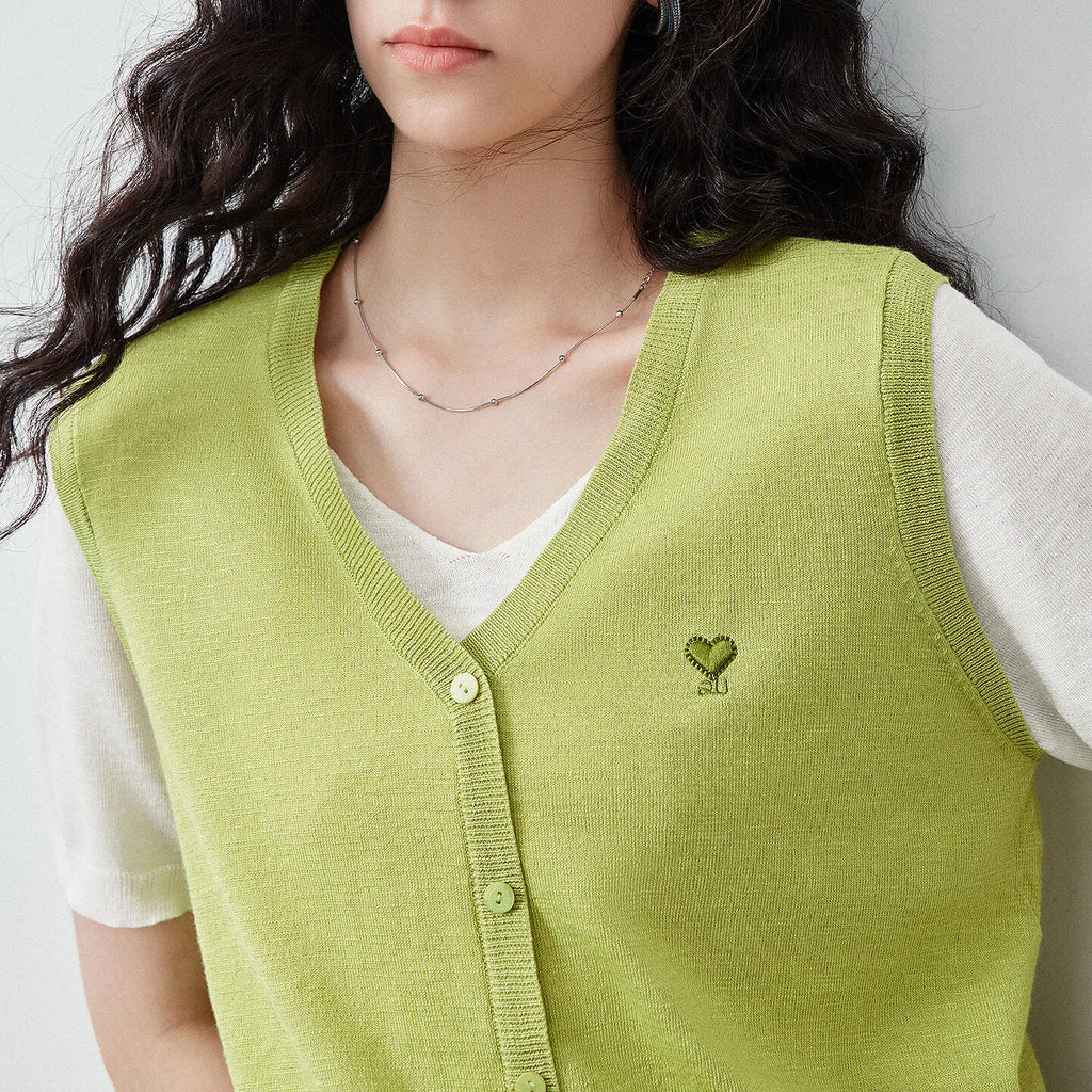 Layered-Look V-Neck Knit Top