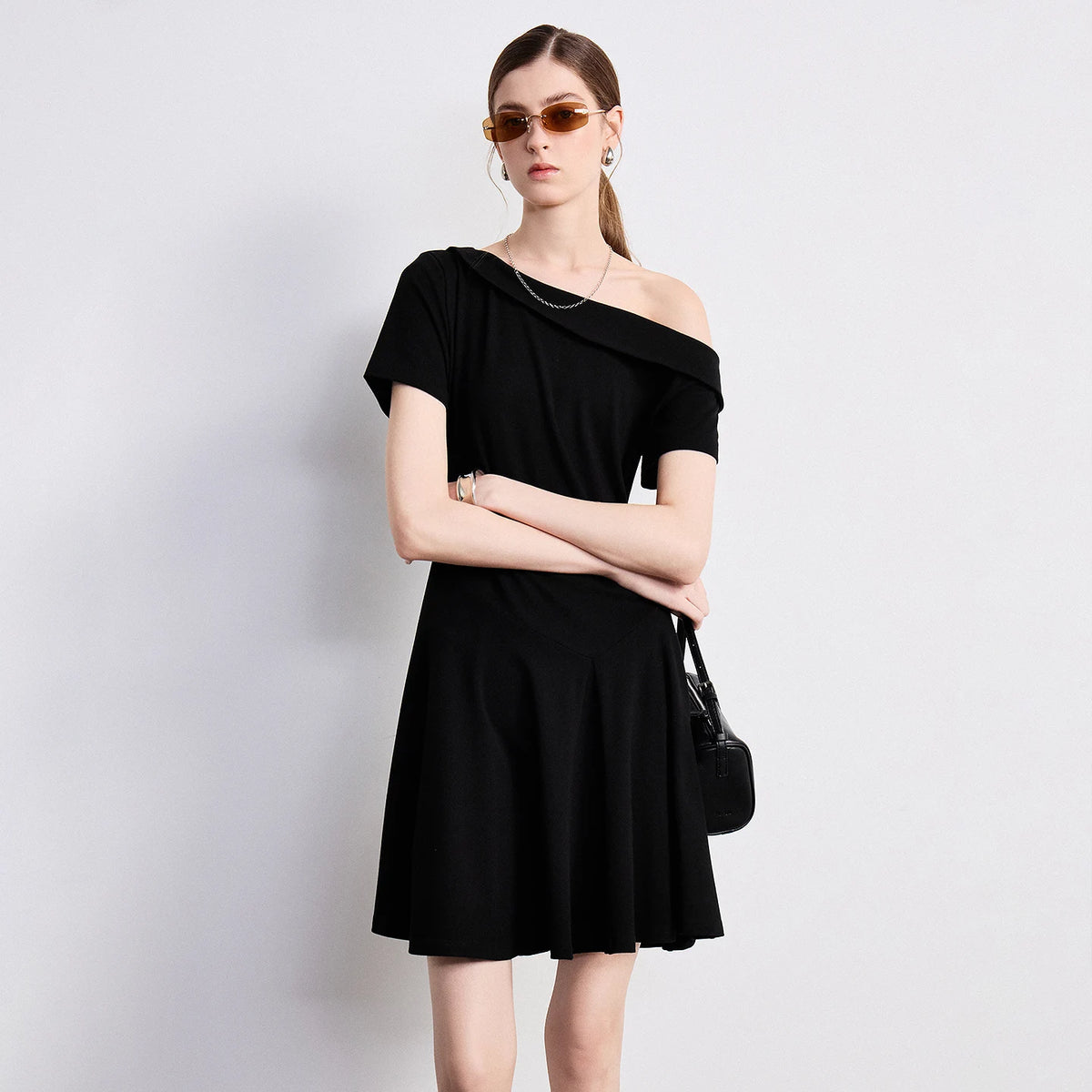 Asymmetric Off-Shoulder Mini Dress