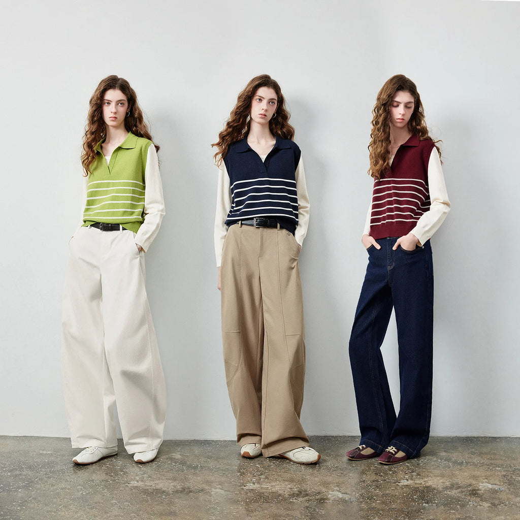 Striped Layered-Look Knit Polo