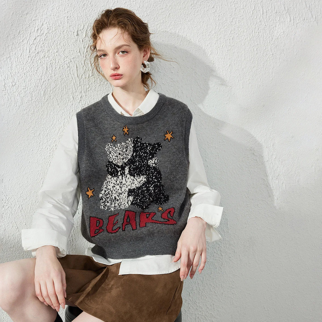 Bear Graphic Knit Vest