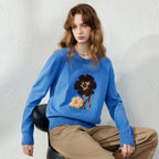 Flower-Motif Crewneck Sweater