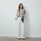 Contrast-Trim Striped Knit Tee