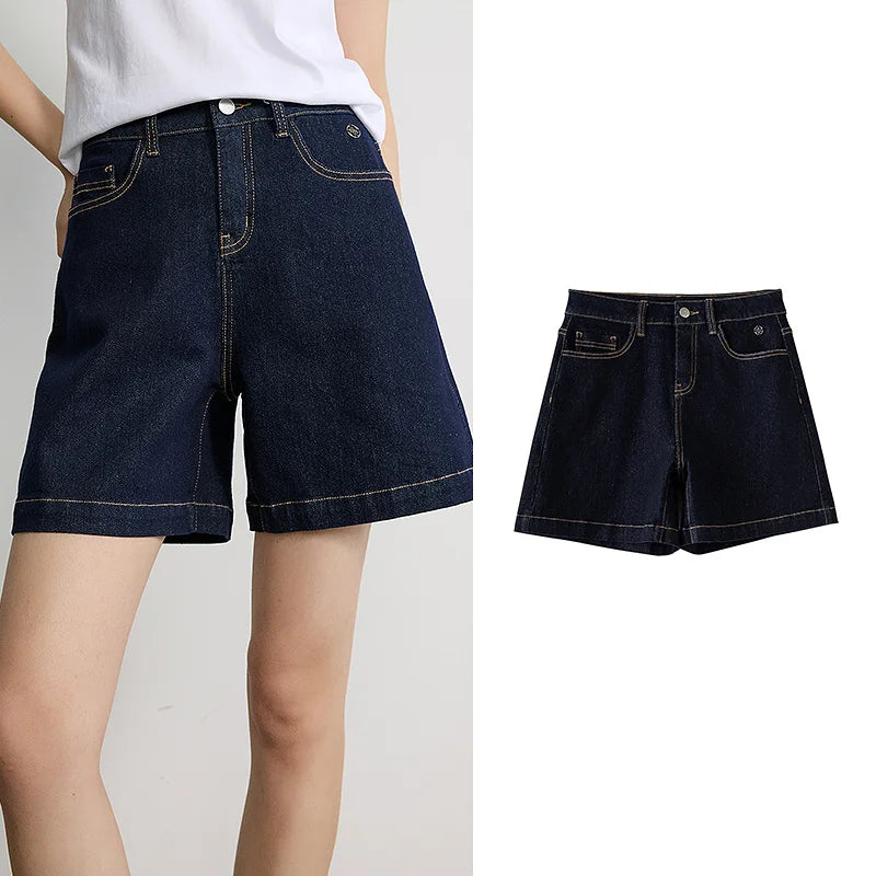 Wide-Leg Denim Shorts