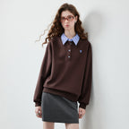 Layered-Look Polo Sweatshirt