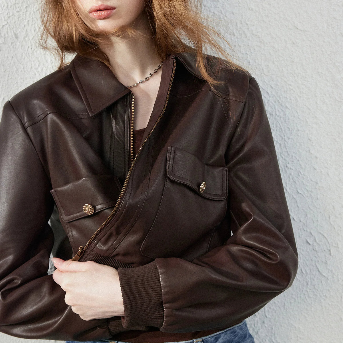 Pocket-Detail Cropped Bomber Jacket