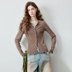 Layered-Look Button-Front Top
