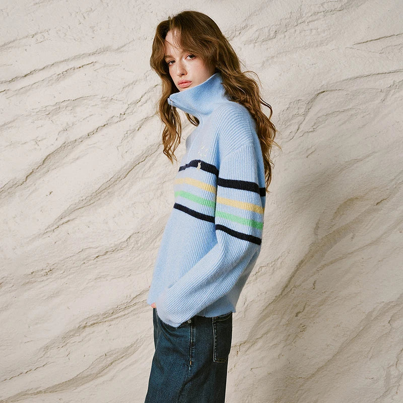 Striped Half-Zip Sweater