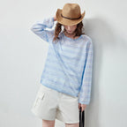 Sheer Striped Long-Sleeve Top