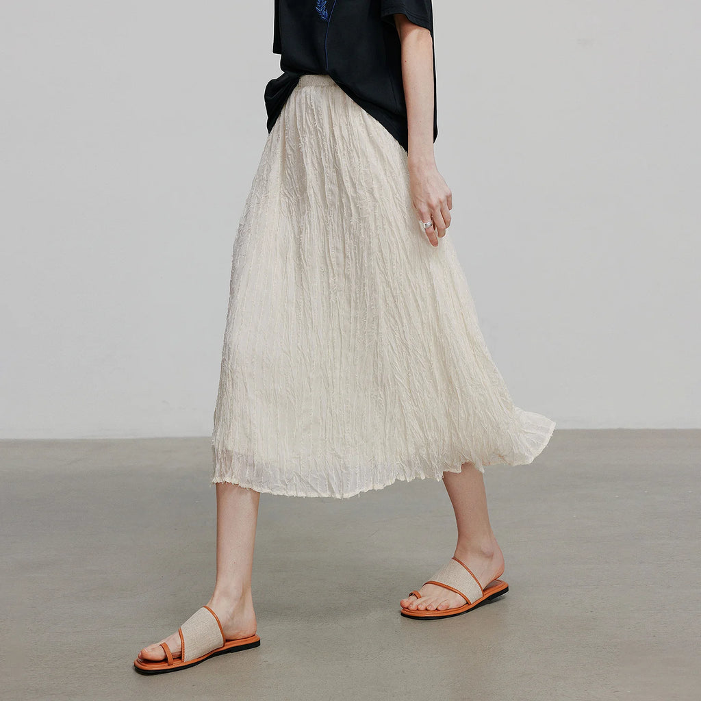 Textured A-Line Midi Skirt