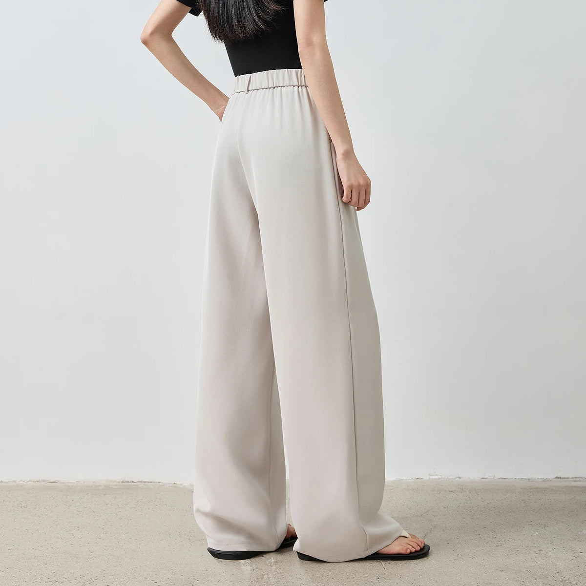 Pleated Wide-Leg Tailored Pants