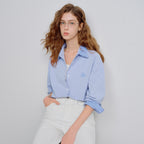 Checked-Trim Motif-Detail Shirt
