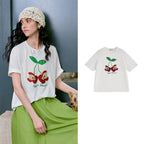 Apple-Motif Crewneck Tee
