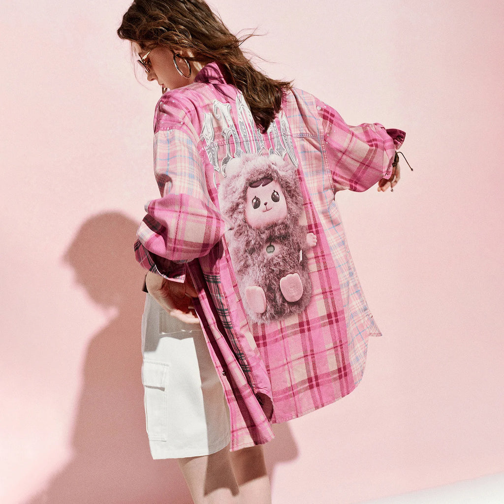 Plaid Graphic Oversized Shirt