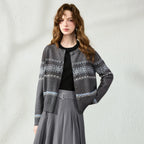 Fair Isle Zip-Up Knit Cardigan
