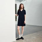 Contrast-Cuff Polo Mini Dress