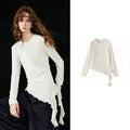 Scalloped-Hem Long-Sleeve Top