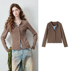 Layered-Look Button-Front Top