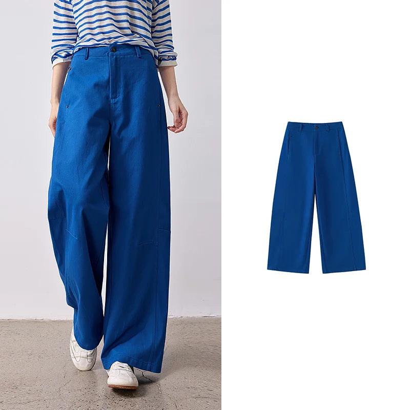 Pleated Curved-Leg Pants