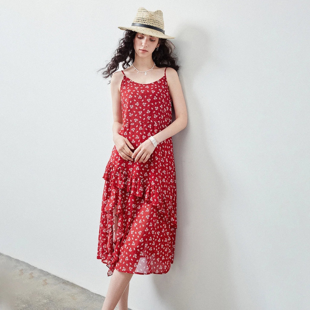 Floral Ruffled Slip Dress