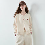 Heart-Motif Button-Front Sweatshirt