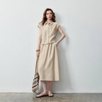 Collared Shirt and Midi Skirt Set