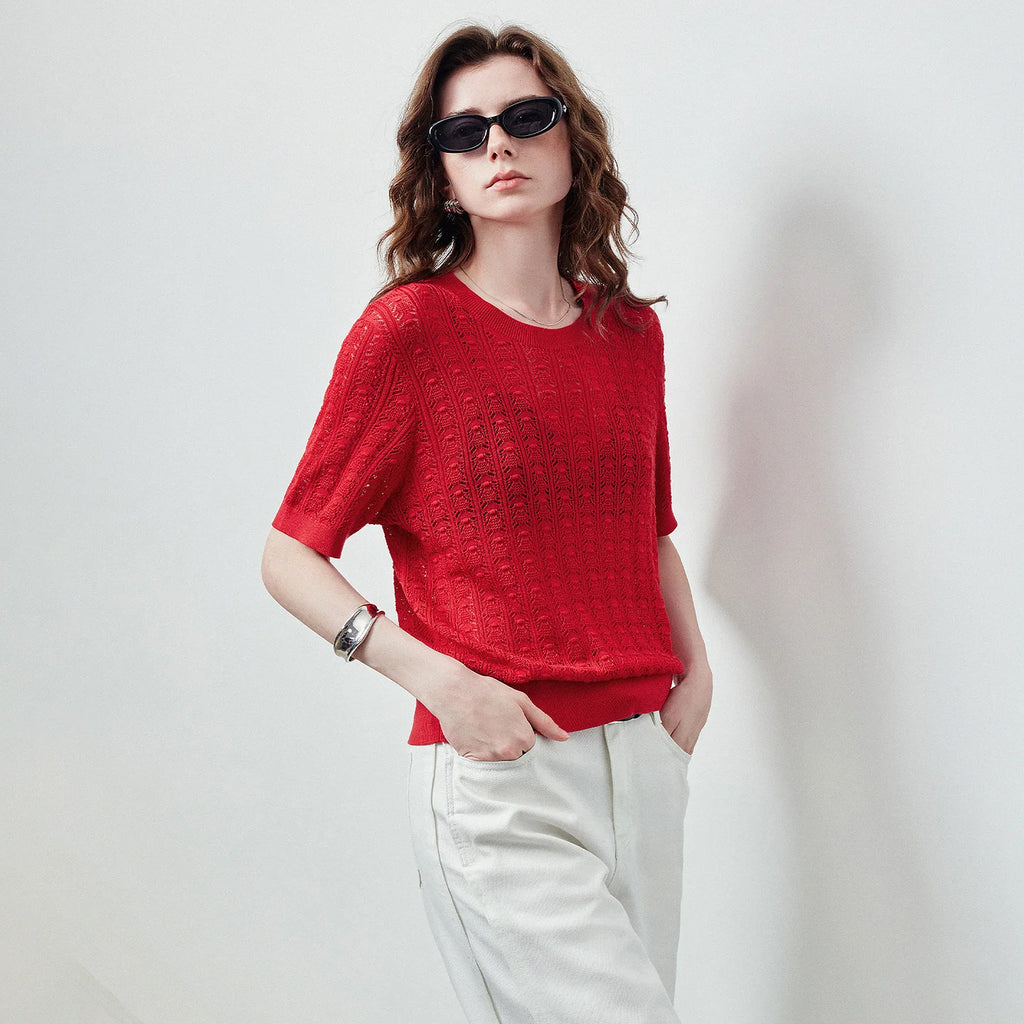 Textured Crewneck Knit Tee