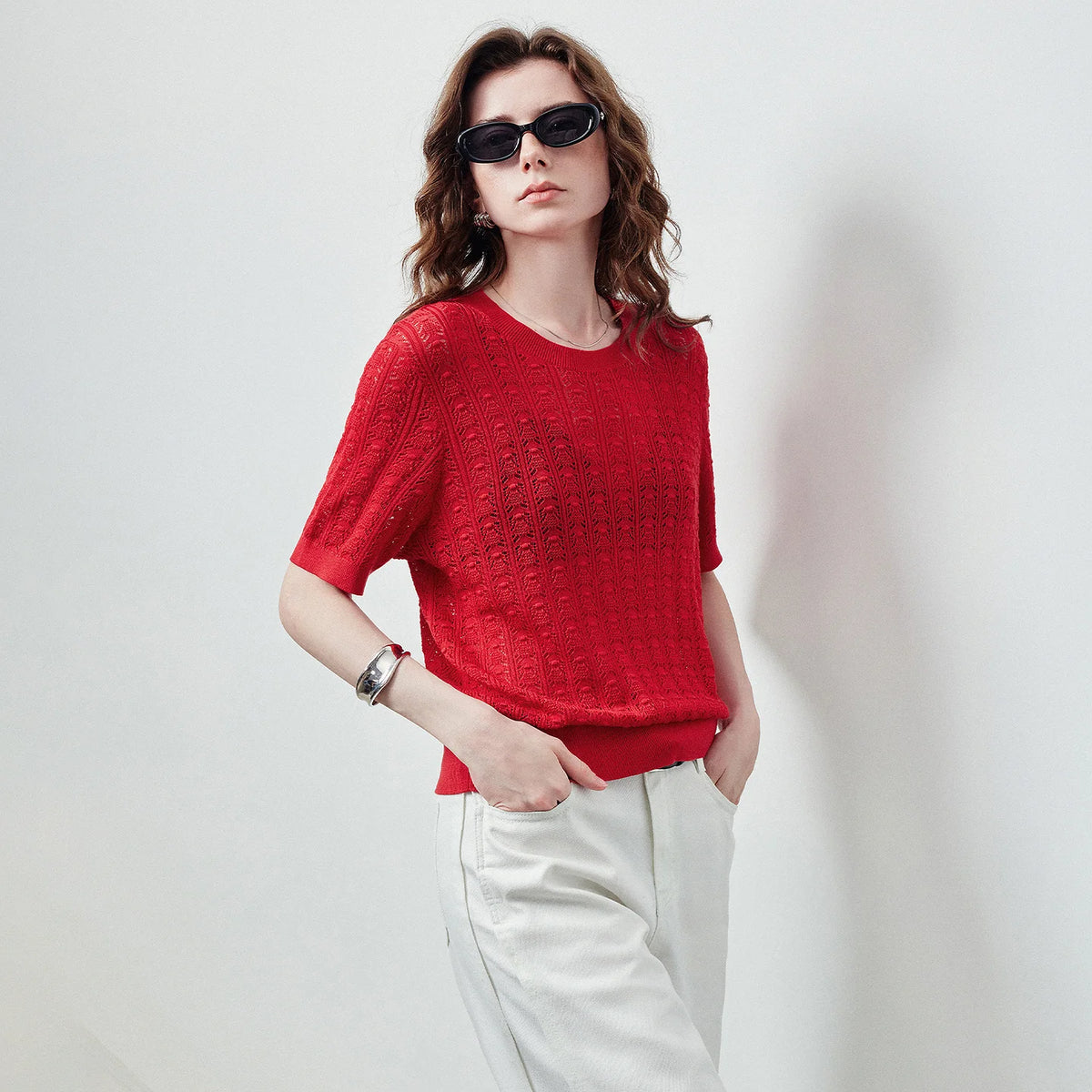 Textured Crewneck Knit Tee