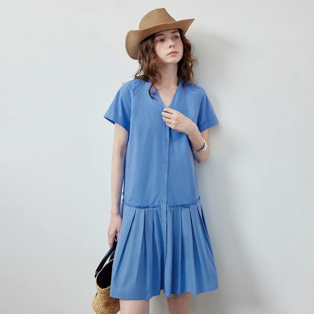 V-Neck Drop-Waist Mini Dress