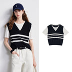 Layered-Look Striped Knit Tee