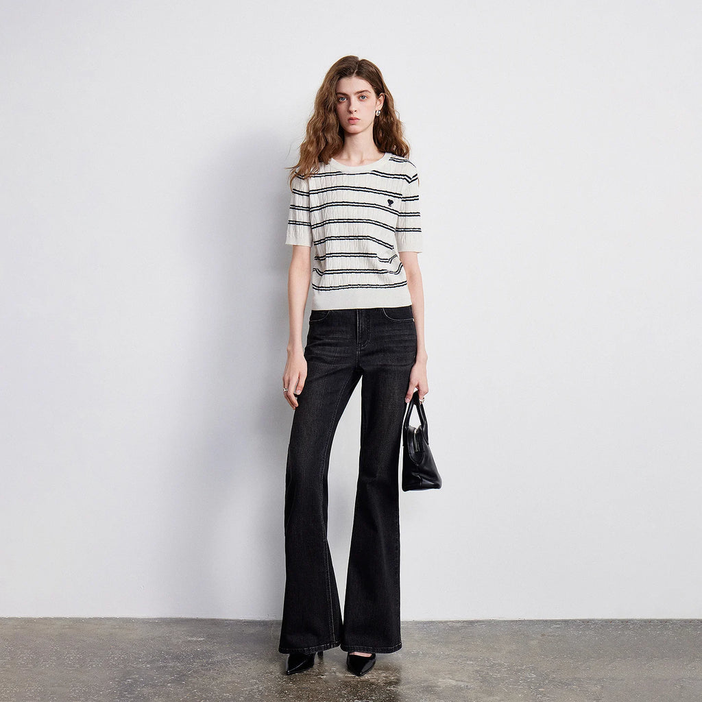 Striped Crewneck Knit Tee