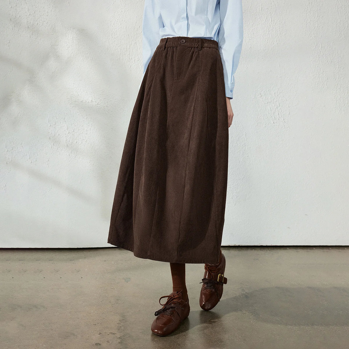Gathered A-Line Midi Skirt